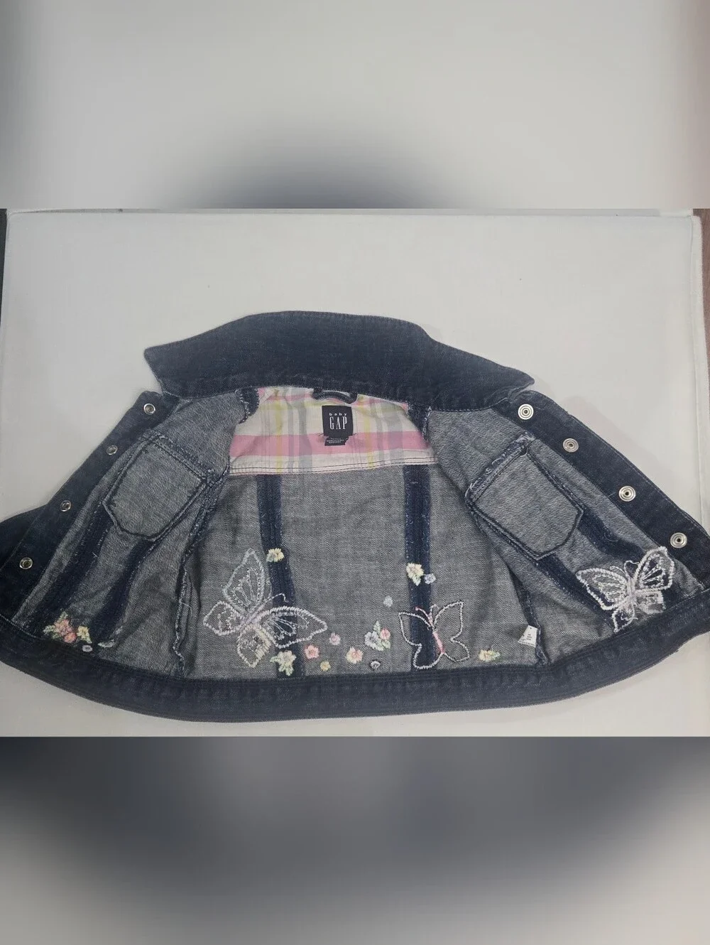GAP Girls' Dark Blue Denim Jacket with Butterfly Patch
